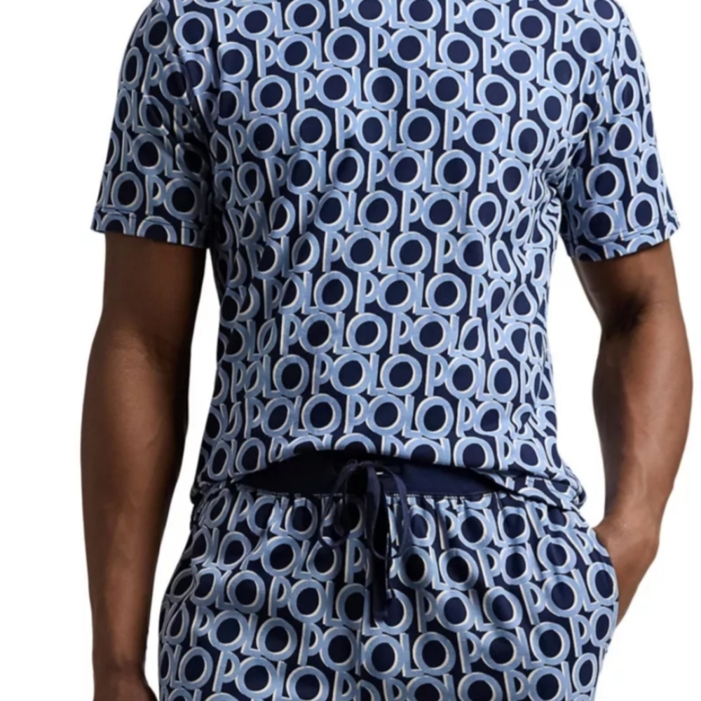 Polo Logo Blue and White Loungewear Set